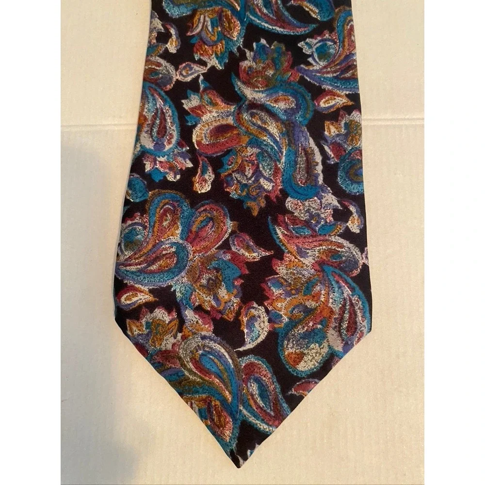 Sheaf & Caber Mens Paisley Silk Tie Multi-Color Italian Fabric Made in USA